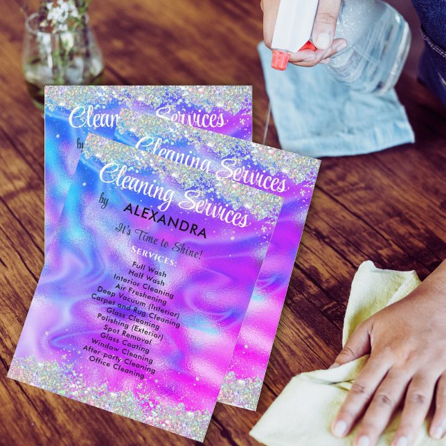 Städning Services House behålla holografisk Lila Flygblad (Skapare uppladdad)
