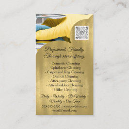 Städning Services House behålla QRCode Photo Guld Visitkort