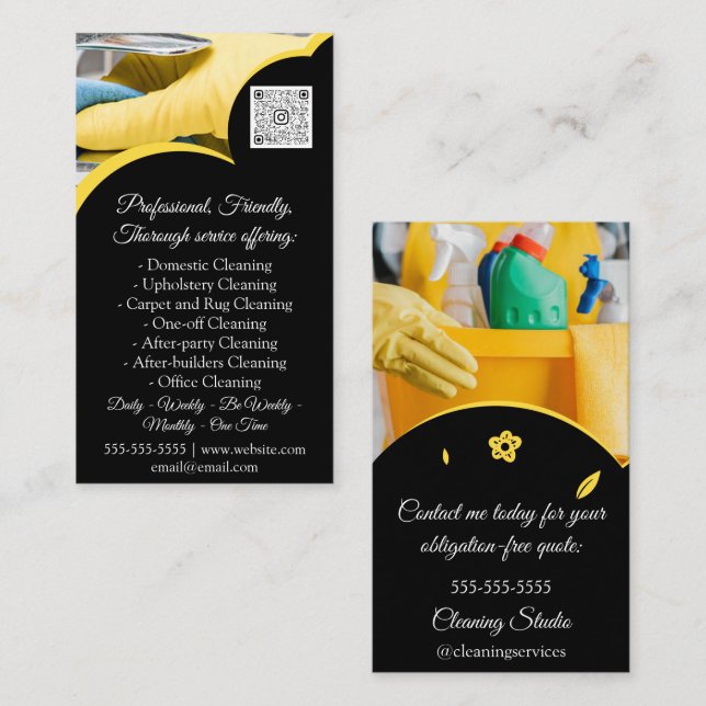 Städning Services House behålla QRCode PhotoCustom Visitkort (Fram/baksida)