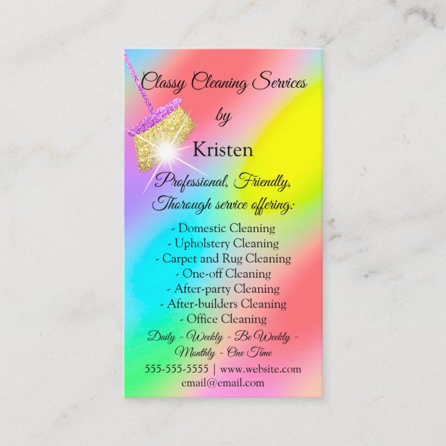 Städning Services House behålla Rosa för QRCode-Lo Visitkort (Framsida)