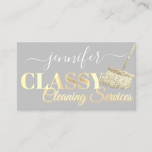 Städning Services Maid Grått White Guld Visitkort (Framsida)