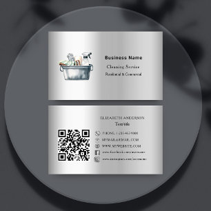 Städning silver QR-kodmediet social Visitkort