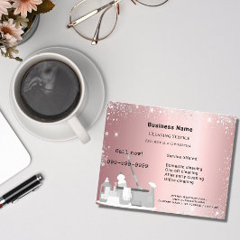 Städning tjänst av  rosa silver glitter-stoft QR Flygblad