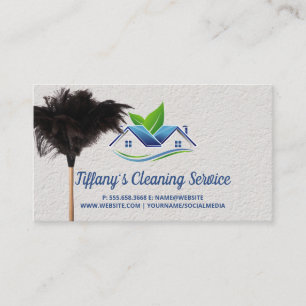 Städning tjänst Feather Duster House-Logotyp Visitkort