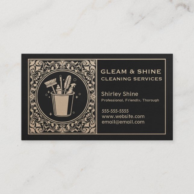 Städning tjänst för Black & Guld Unisex Cleaner Visitkort (Framsida)