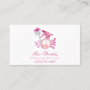Städning tjänst för Cute Watercolor Spray Flaska Visitkort