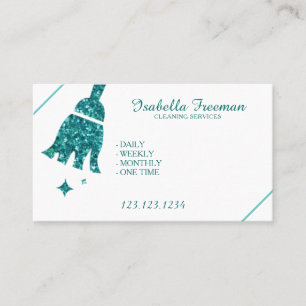 Städning tjänst för Teal Glitter Maid House Visitkort