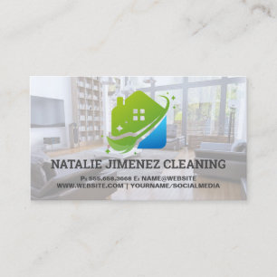 Städning tjänst Logotypen Home Mop Janitor Visitkort