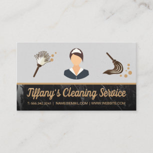 Städning tjänst Maid Mop Duster Marble Trim Visitkort