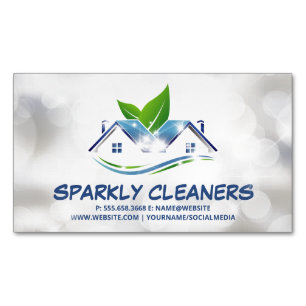 Städning tjänst Sparkly House-Logotyp Magnetiska Visitkort