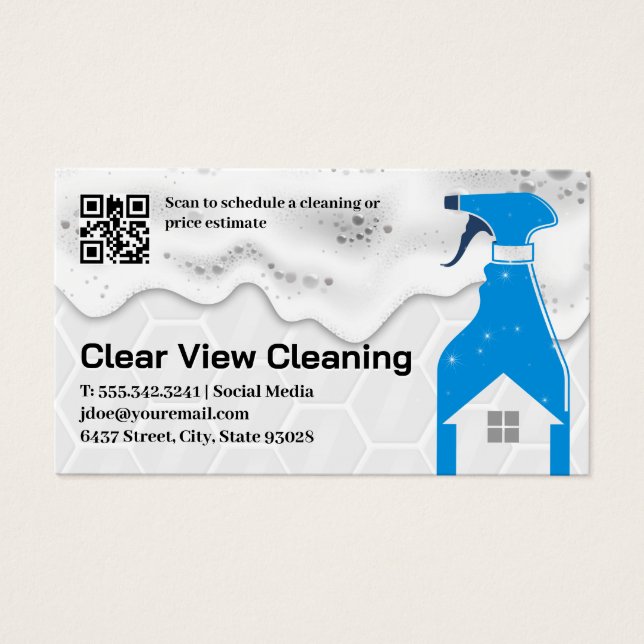 Städning tjänst | Spray Flaska | Tvål och plattor Visitkort (Framsidan)