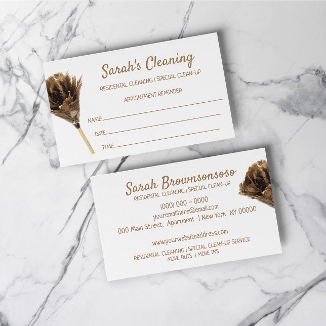 Städning tjänstens marknadsföring möte visitkort (Cleaning service janitorial marketing appointment business card)