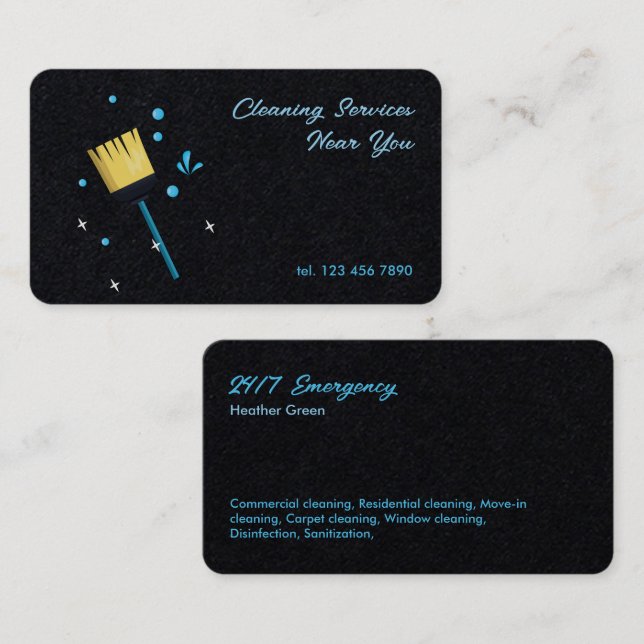 Städning tjänster 24/7 visitkort (Fram/baksida)