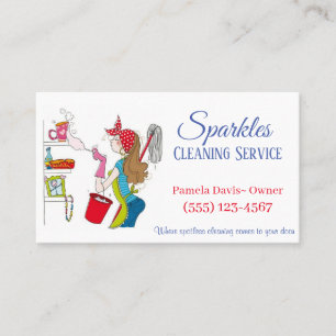 Städning tjänster för Cute Tecknad Dusting Maid Ho Visitkort