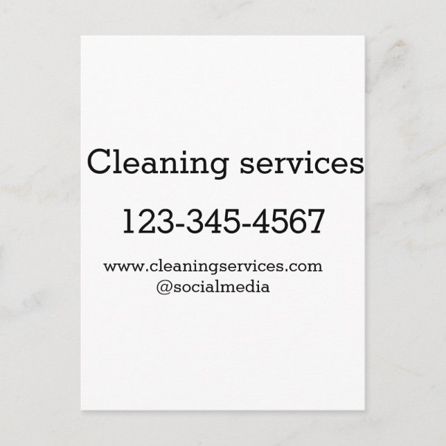 Städning tjänster lägga till e-postadress för webb vykort (Framsida)
