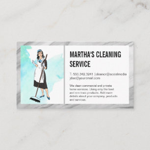 Städning tjänster Maid with Broom Visitkort