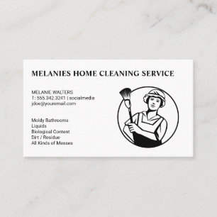 Städning tjänster Maid with Broom Visitkort