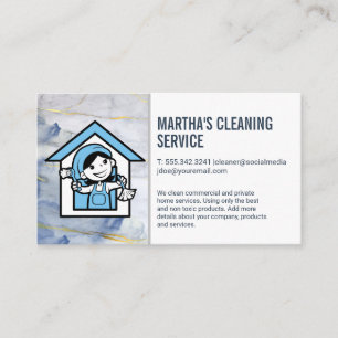 Städning tjänster Tecknad Maid Dusting Visitkort