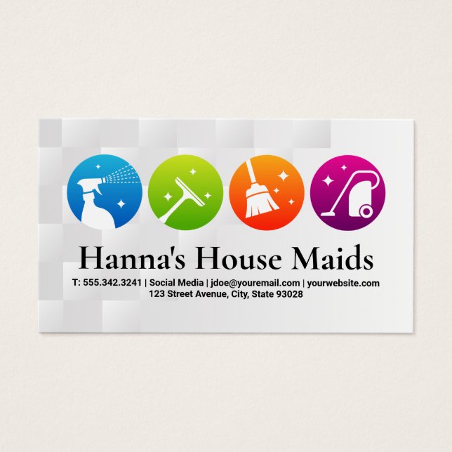 Städning tjänstikoner | Maid Visitkort (Framsidan)