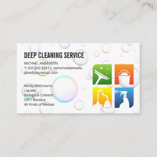 Städning tjänstikoner Soap Bubbles Visitkort