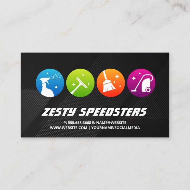 Städning Verktyg-ikoner | Hemtjänster Visitkort (Framsida)