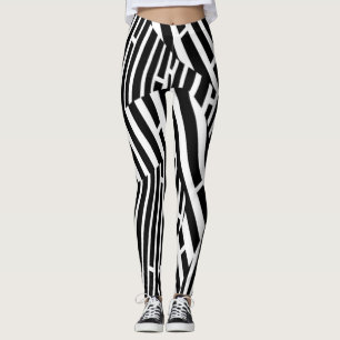 Stads- abstrakt zebra ränderYoga för inslag B&W Leggings