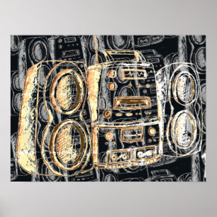 Stads- affisch för Boombox hip hopdesign