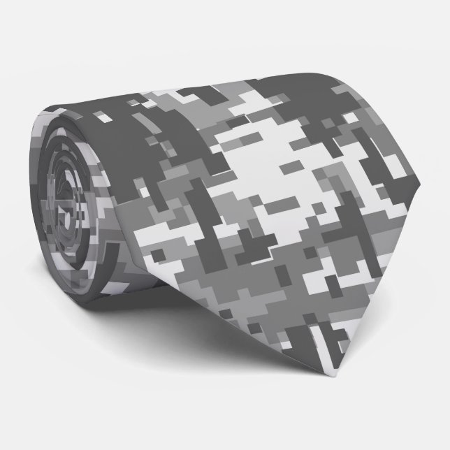 Stads- Digital Camo för grå färgkol mönster Slips (Rullad)