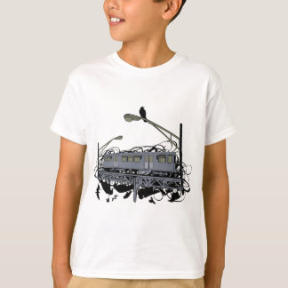 Stads- konstnärligt illustrerat El-tåg & kråkor T-shirt