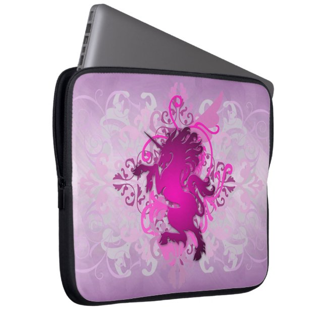 Stads- rosa laptop sleeve för fantasirullaUnicorn (Framsidan Höger)