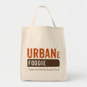 Stads- toto för Foodie brun logotyplivsmedel Tygkasse