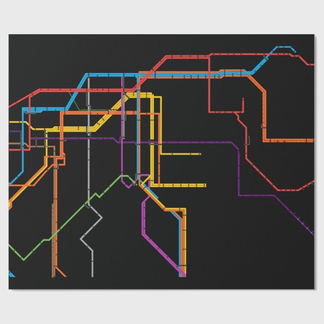 Stads tunnelbanekarta presentpapper (Platt)