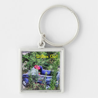 Stads- utforskare Keychain Fyrkantig Silverfärgad Nyckelring