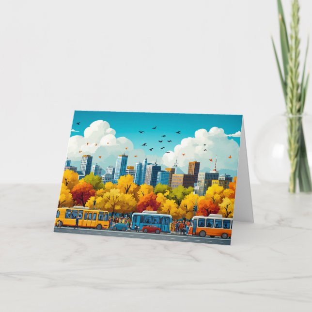 Stadsarkitekturillustration Vattenfärg Teckning Tack Kort (Framsida)