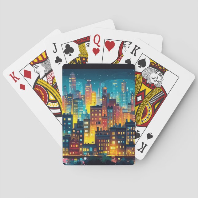 Stadsarkitekturutformning Vattenfärg Teckning Casinokort (Baksidan)