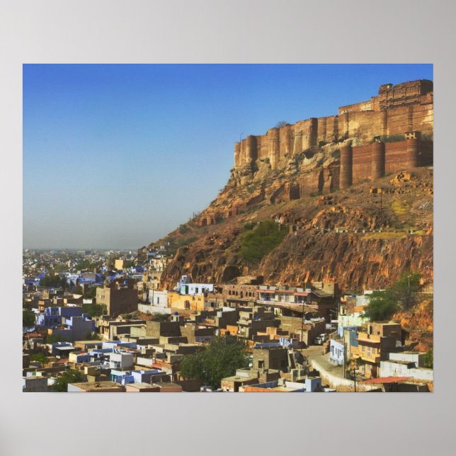 Stadsbild av den blå staden med Meherangarh, den Poster (Framsidan)