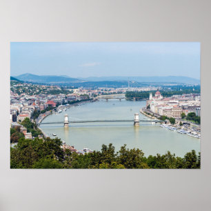 Stadsbild av Donau i Budapest - Ungern Poster