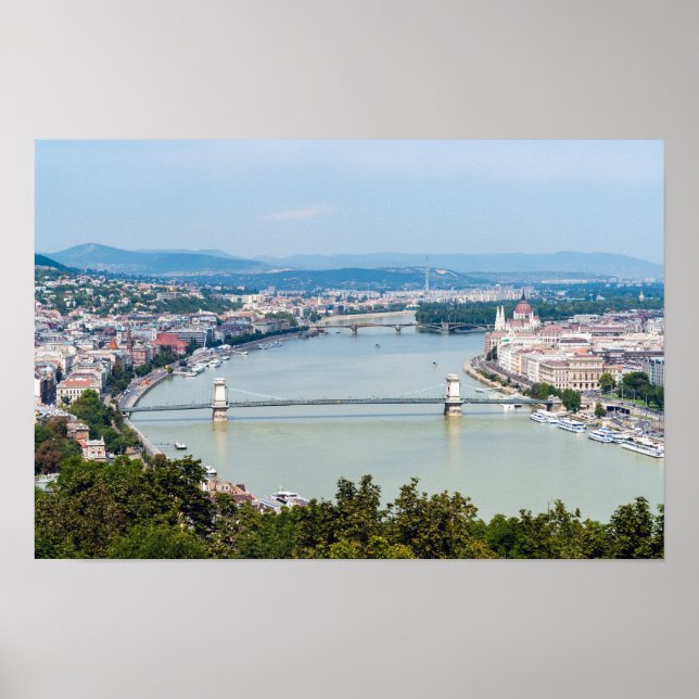 Stadsbild av Donau i Budapest - Ungern Poster (Framsidan)