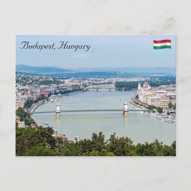Stadsbild av Donau i Budapest - Ungern Vykort (Framsida)