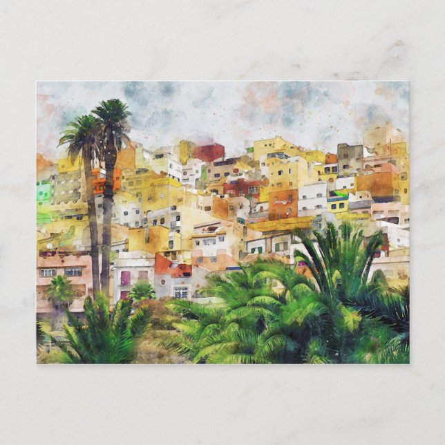 Stadsbild av Las Palmas de Gran Canaria. Vykort (Framsida)