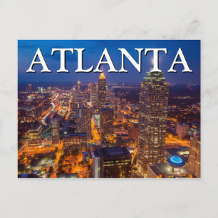 Stadsbild på natten Atlanta, Georgia Vykort