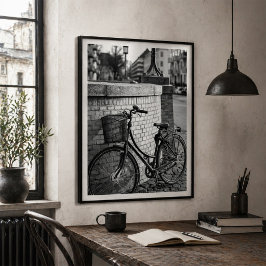 Stadscykel med korg mot tegelvägg Urban Poster