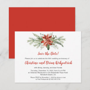 Städsegrön Röd Poinsettia Jul - Patti K RSVP OSA Kort