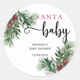 Städsegrön Santa baby shower Runt Klistermärke