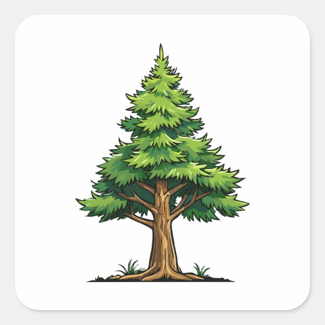Städsegrön skog fyrkantigt klistermärke (Framsida)