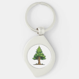 Städsegrön skog swirl silverfärgad nyckelring