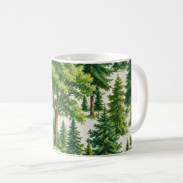 Städsegrön Skogsträdsmönster Kaffemugg (Framsida höger)