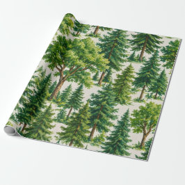 Städsegrön skogsträdsmönster presentpapper