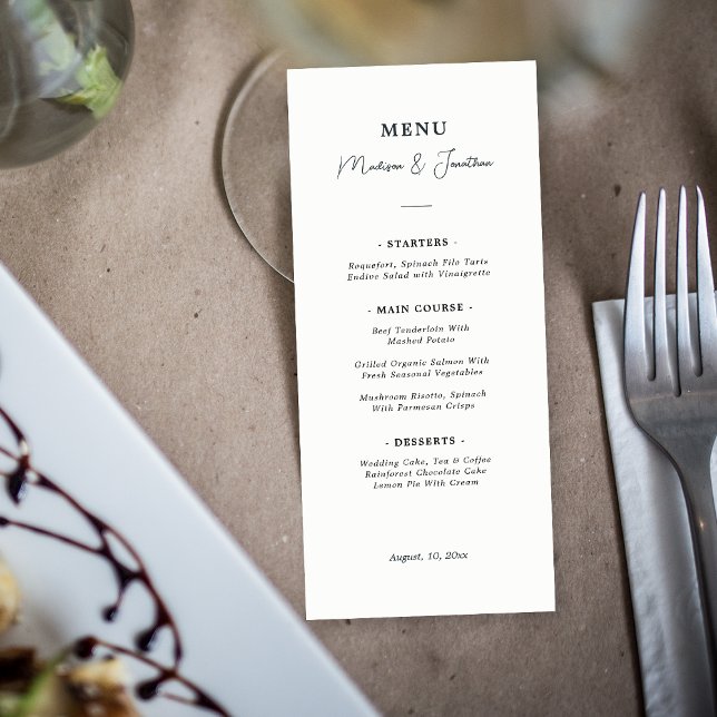 Städsegrön Tall Berg Svart & Vitt Bröllop Meny (Skapare uppladdad)