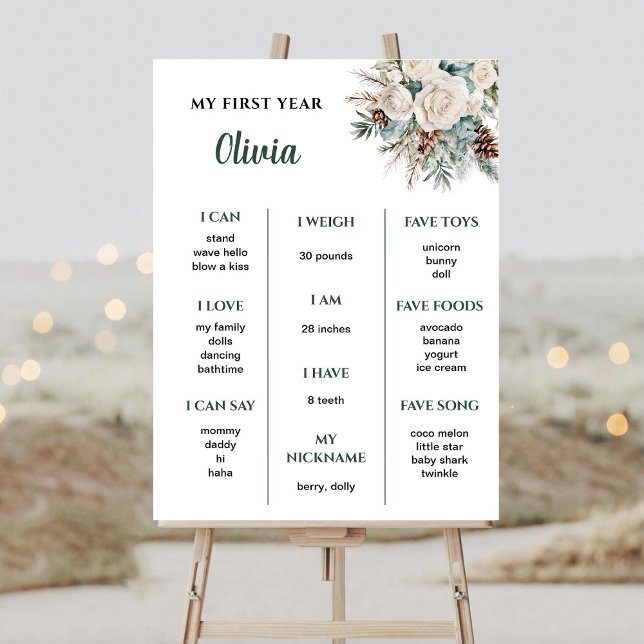 Städsegrön Vinter Första Födelsedagen milstolpe Poster (Skapare uppladdad)